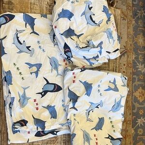 Pottery Barn Kida Shark Print Bedding Set- FULL